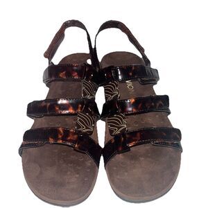 Vionic Brown Amber Tortoise Strappy Sandals Adjustable Orthopedic Woman's Size 8